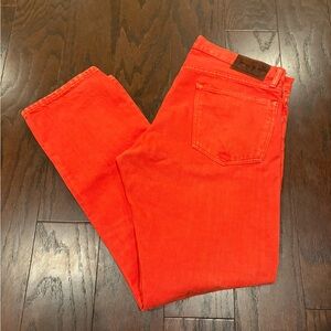 Polo Ralph Lauren Orange Denim Button Fly Jeans Size 34 x 30 Pre-owned Excellent